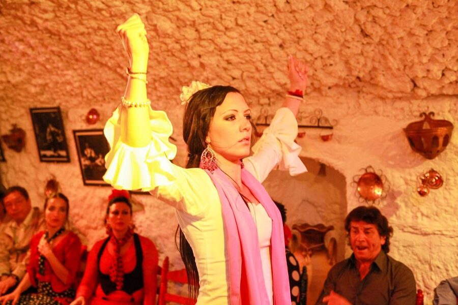 Granada: Sacromonte Caves Flamenco Show with Dinner - Language, timing, and practical details